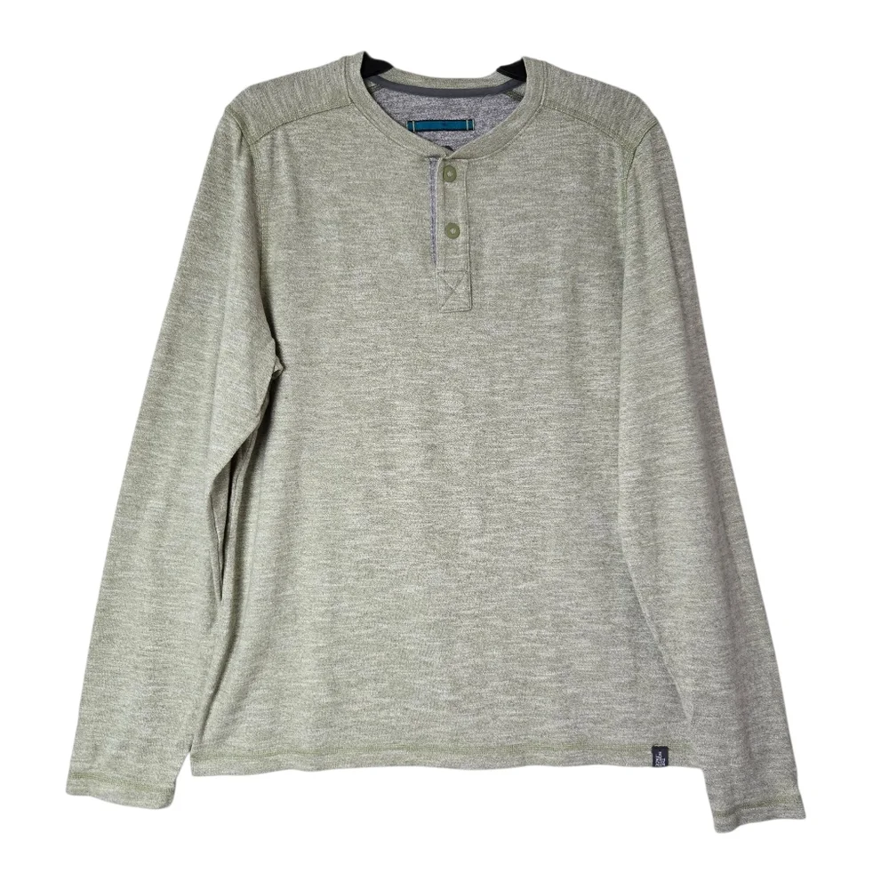 The North Face Men Medium Long Sleeve Henley Green Buttons Pullover Cotton Blend